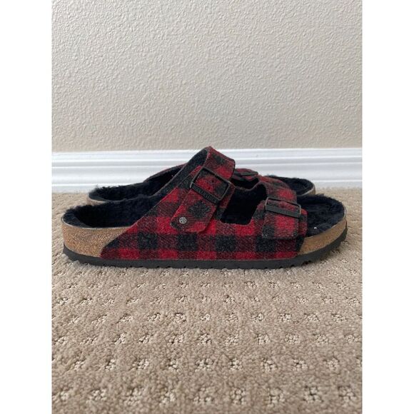 Birkenstock Arizona Shearling Sandals Men 45 US‎ 12 Red Black Wool Adjustable main image 7
